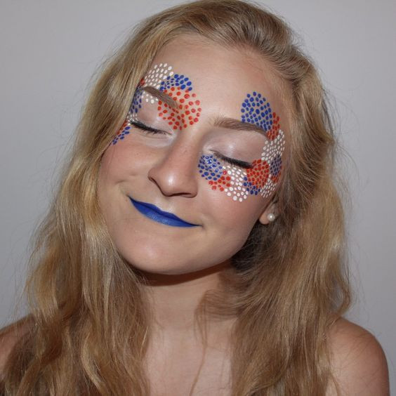 4th of july makeup, independence day, glittery eyes