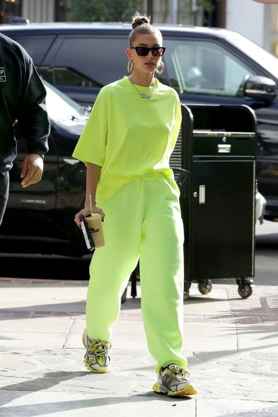 Hailey baldwin neon green outfit Neon Green Crop Top