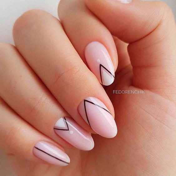 Nail Designs With Black Lines On Pink Nails