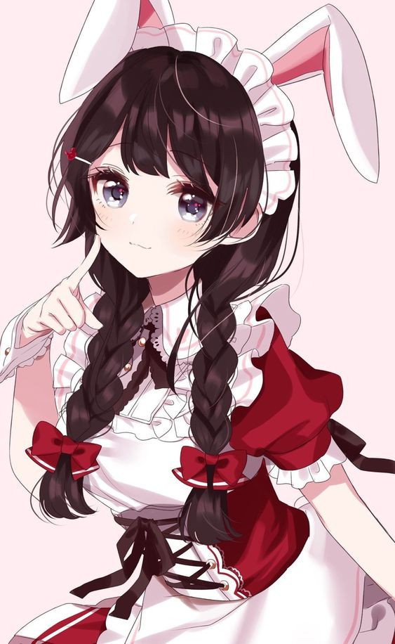 Outfit inspo anime bunny maid, facial expression: Cute Anime  