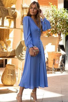 Vestido azul invitada boda one-piece garment, fashion design, wedding dress, bridal gown, navy blue, sky blue