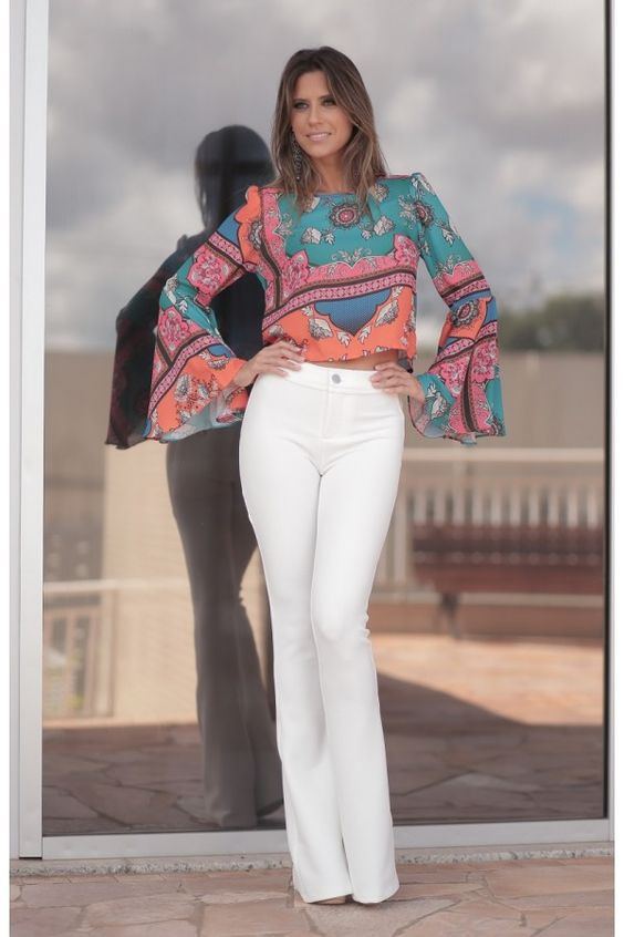 White Elegant Cotton Formal Trouser, Silk Sweaters - Fashion Model: 