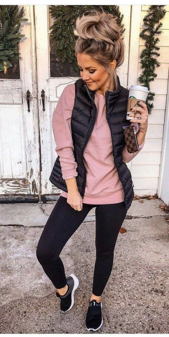 Women's Black Casual Denim Trouser, Black Casual Synthetic Puffer Jacket - Messy Bun Outfits: 