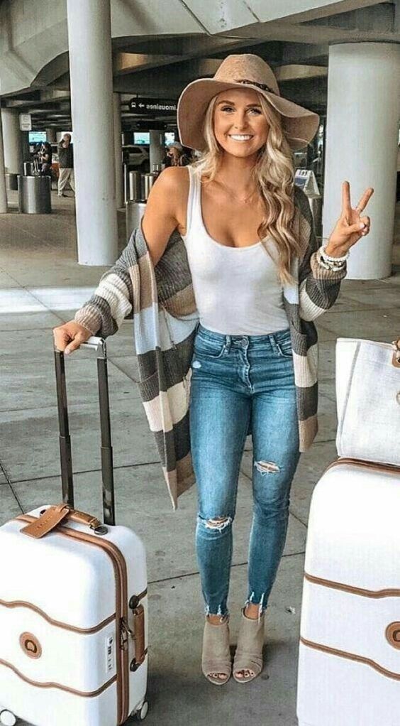 Beige Suit Jackets And Tuxedo Outfit Ideas With Light Blue Casual Trouser, Cute Summer Outfit Ideas For Women: 