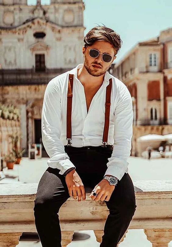 White Shirt, Clubbing Outfits Ideas With Black Casual Trouser, Sunglasses: 
