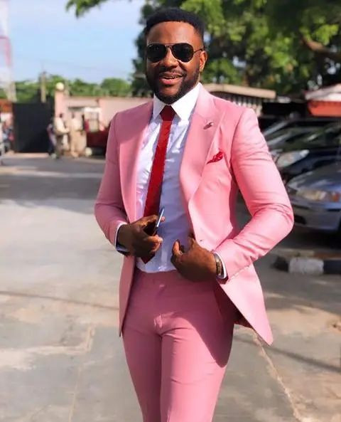 Pink Wool Coat, Men's Prom Fashion Outfits With Purple And Pink Trouser, Ebuka Obi Uchendu On Suit: 