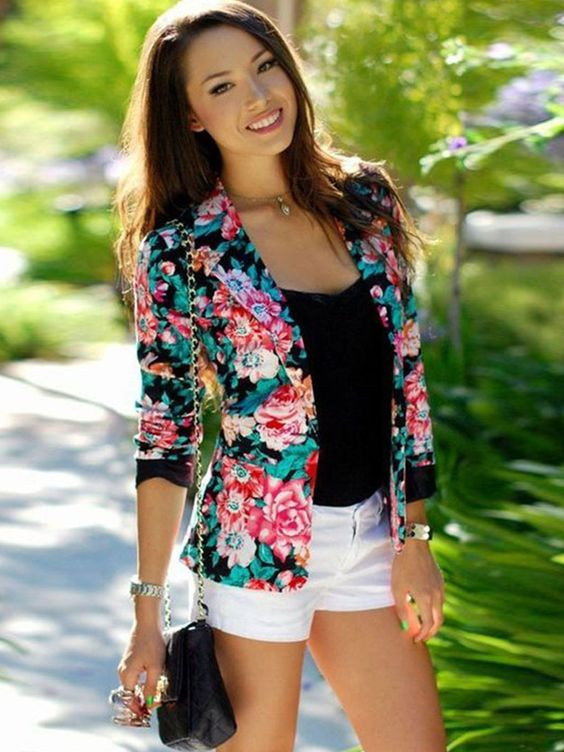 Printed Fashion Wear With White Short, Womens Floral Blazer | Suit jacket, women's blazer, floral print blazer