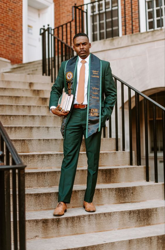 Green Suit Jackets And Tuxedo, Convocation Fashion Ideas With Green Pant, Blazer: 
