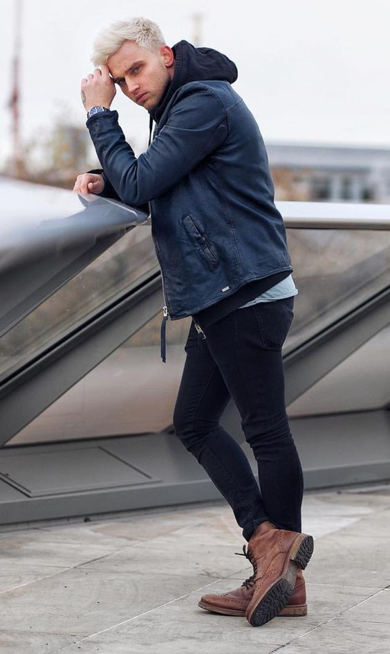 Dark Blue And Navy Parka Coat, Valentine's Day Outfit Trends With Black Jeans, Jeans: 