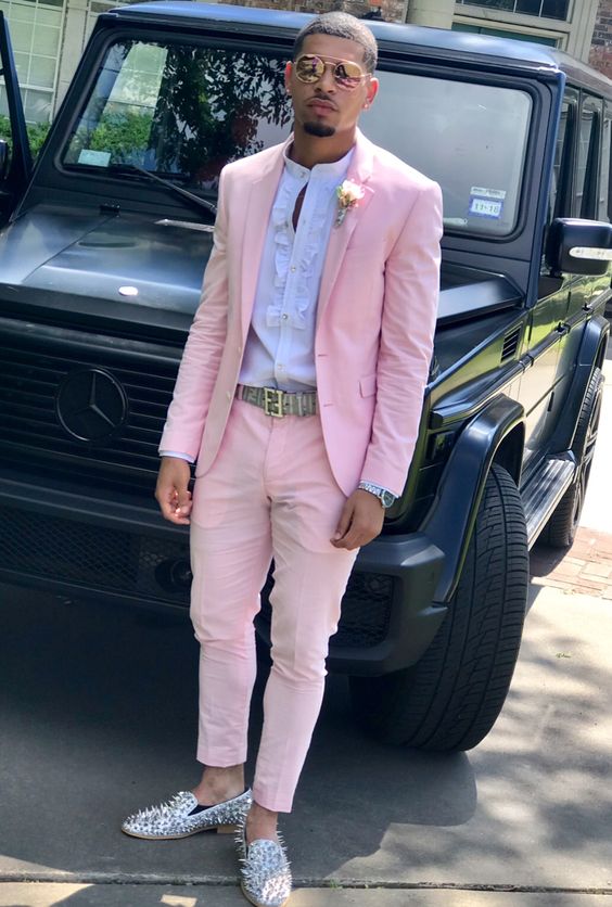 Pink Suit Jackets And Tuxedo, Men's Prom Ideas With Pink Trouser: 