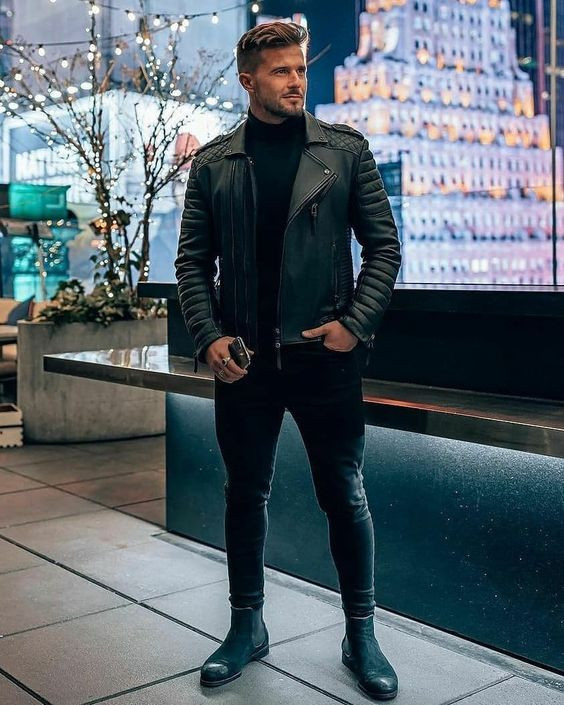 Black Jacket, Men's Outfit Designs With Black Casual Trouser, Jaqueta De  Couro Masculina Outfit | Leather jacket, men's clothing, clothing brand