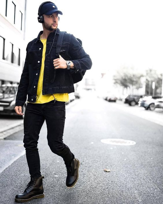 Black Casual Jacket, Dr. Martens Fashion Ideas With Black Jeans, Dr. Martens Style Guide: 