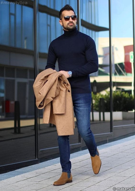 Beige Jackets And Coat, Pea Coat Fashion Trends With Dark Blue And Navy Casual Trouser, Ropa Para Arquitectos: 