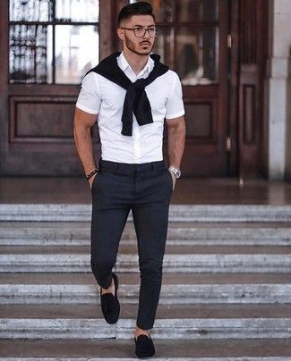 Loafers Fashion Trends With Black Formal Trouser, Black Chinos And Loafers: 