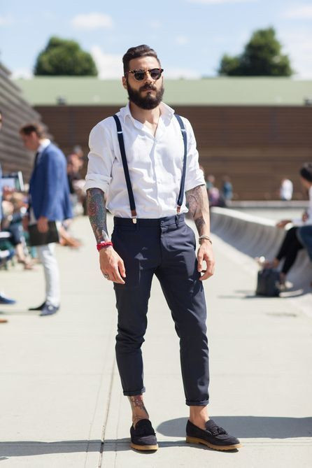 Outfit inspiration suspenders for men, men's clothing