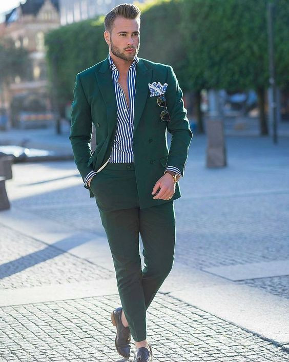 Skinny Forest Green Tuxedo  boohooMAN USA