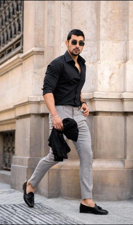 Grey Casual Trouser, Chinos Outfit Designs With Black Shirt, Dress Pant ...