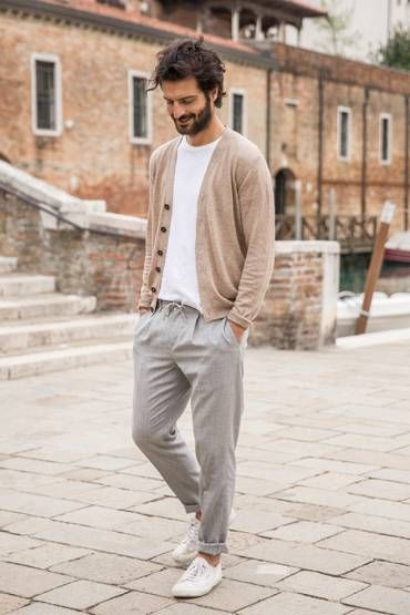 Beige Cardigan, Winter Ideas With Grey Casual Trouser, Beige Cardigan  Outfit Men | Men's style, fashion design
