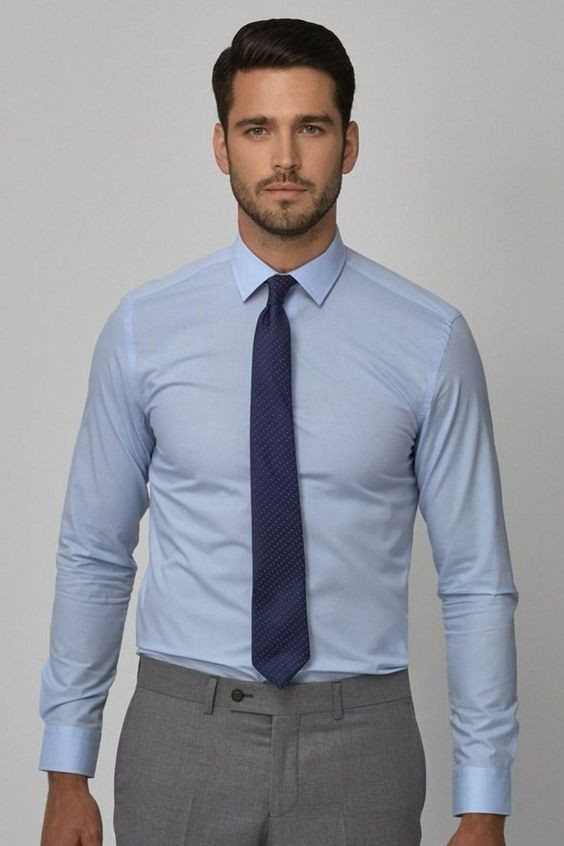 Interview Outfit Trends With Grey Jeans, Dress Shirt | Men's top, men's ...