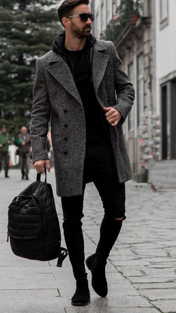 Grey Winter Coat, Stylish Outfits Ideas With Black Jeans, Winter Coat ...