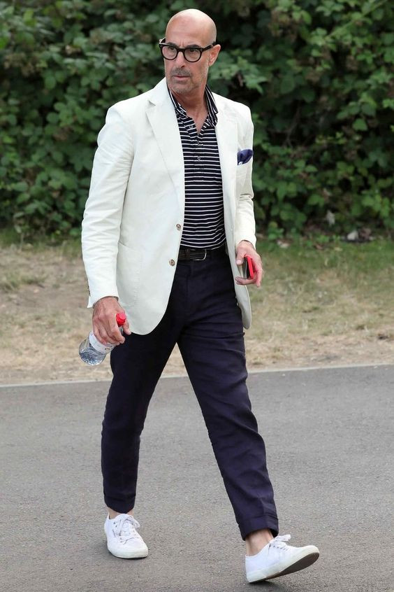 White Suit Jackets And Tuxedo, Over 50 Wardrobe Ideas With Dark Blue And Navy Suit Trouser, Stanley Tucci Best Dressed: 