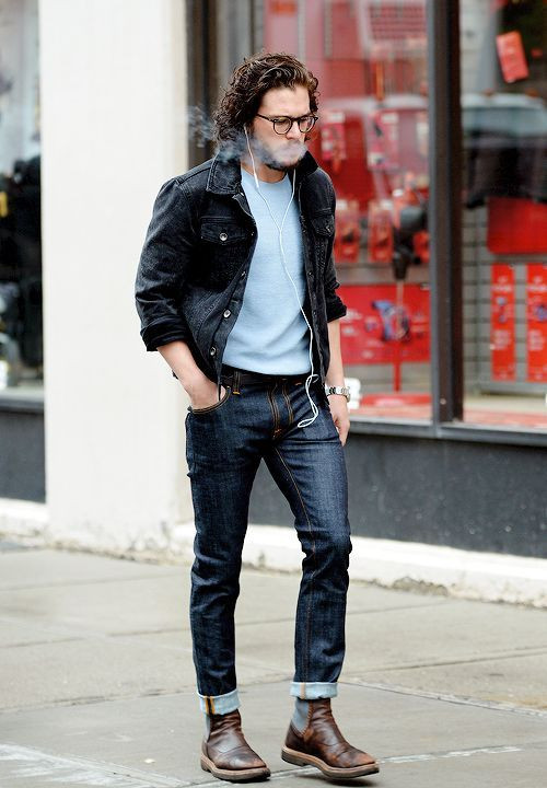 Black Casual Jacket, Dr. Martens Wardrobe Ideas With Dark Blue And Navy Jeans, Kit Harington Cigarette: 