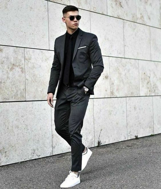 Black Suit Jackets And Tuxedo, Party Outfit Designs With Black Casual Trouser, Black Suit For Men: 