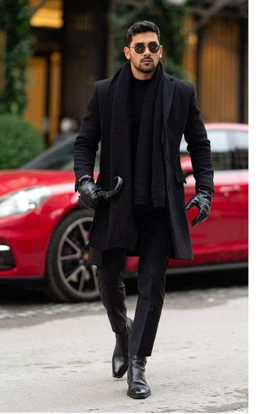 Black Sweater, Men's Attires Ideas With Black Formal Trouser, Men Outfits: 