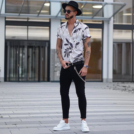 White Denim Shirt, Aesthetic Fashion Trends With Black Casual Trouser ...