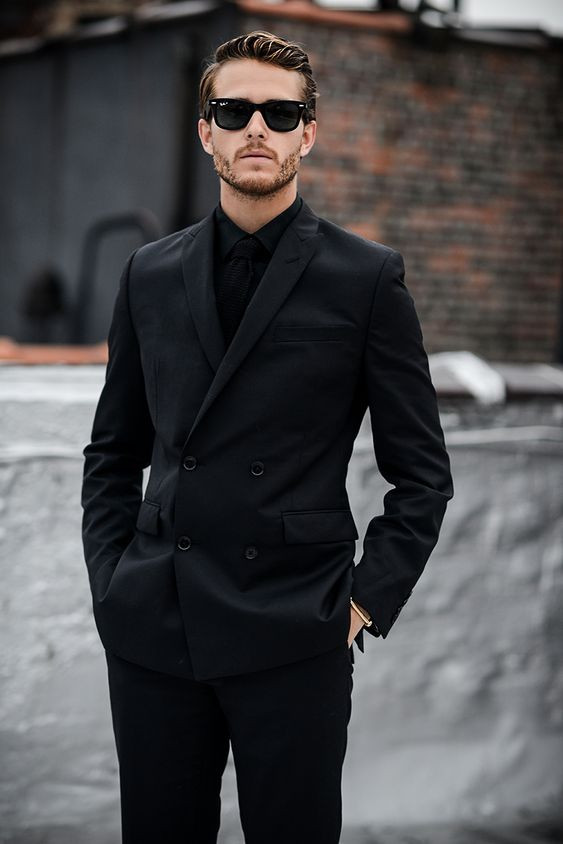 Black Suit Jackets And Tuxedo, Party Attires Ideas With Black Formal Trouser, All Black Suit: 