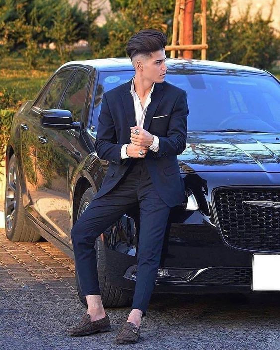 Dark Blue And Navy Suit Jackets Tuxedo, Men's Prom Fashion Ideas With Dark Blue And Navy Formal Trouser, Boys Street Style: 