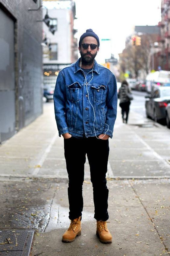 Dark Blue And Navy Jacket, Timberland Boot Outfit Designs With Black Jeans, Timberland Boots | boot, road surface