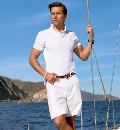 White Polo-shirt, Boating Clothing Ideas With White Short, Men Sailing Outfit: 