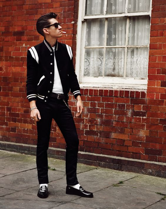 Black Baseball Jacket, Valentine's Day Outfit Designs With Black Suit Trouser, Styling Penny Loafers: 