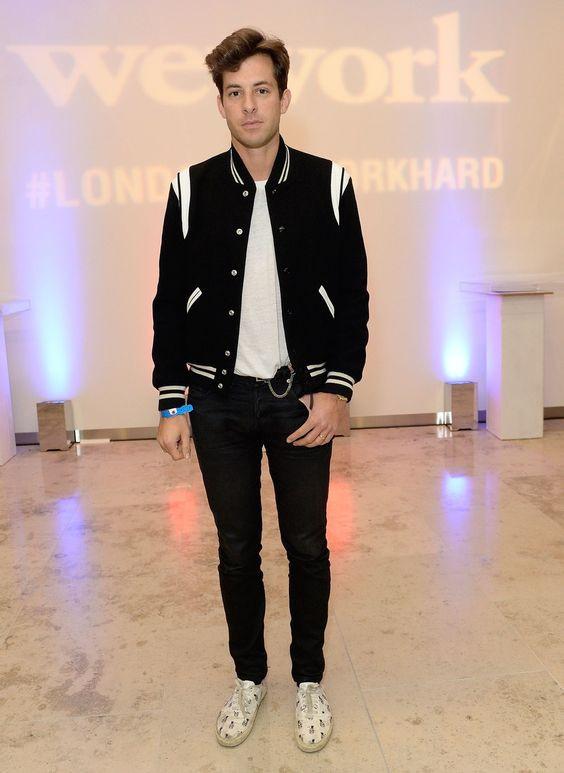 Baseball Jacket, Valentine's Day Fashion Tips With Black Casual Trouser, Mark Ronson Teddy: 
