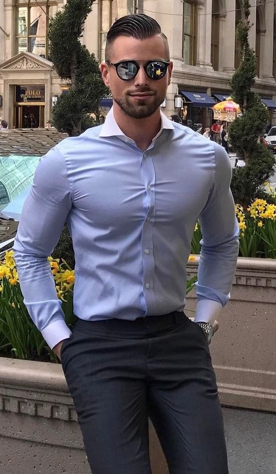Light Blue Shirt, Interview Fashion Tips With Black Suit Trouser, Anthony Barillo Muscle: 