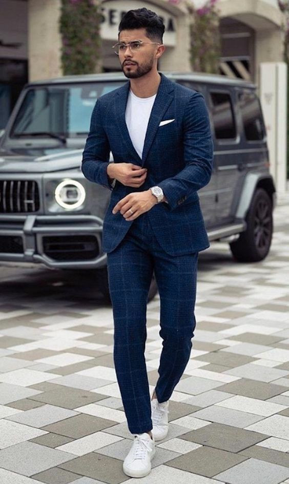 Dark Blue And Navy Suit Jackets Tuxedo, Men's Prom Fashion Ideas With Dark Blue And Navy Formal Trouser, Jose Zuniga Suit: 
