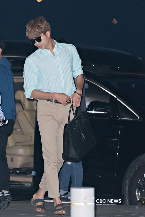 Light Blue Shirt, Korean Outfit Designs With Beige Jeans, Gentleman Korean Outfit: 