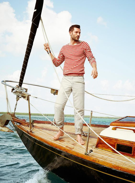 Boating Wardrobe Ideas With Beige Casual Trouser, Outfit For Guys: 