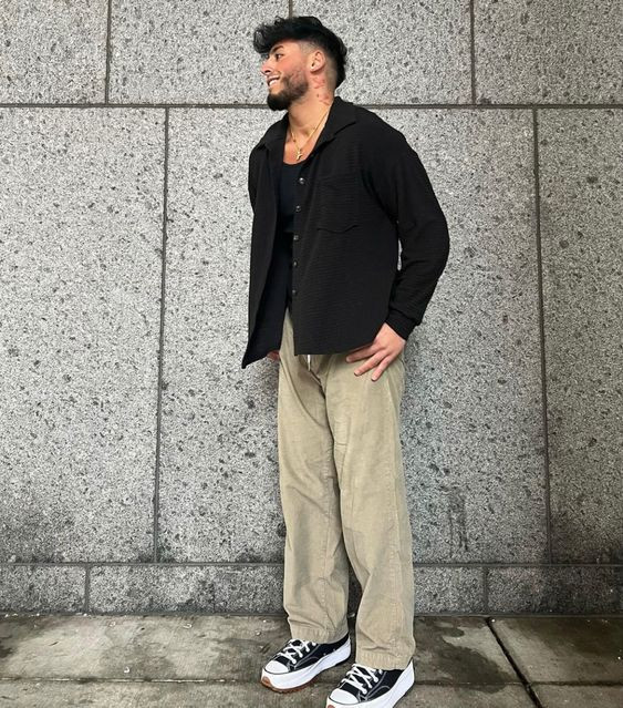 Black Cardigan, Winter Fashion Trends With Beige Casual Trouser, Men's ...