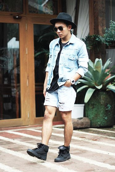 Light Blue Casual Jacket, Stylish Winter Fashion Ideas With White Denim Short, Palladium: 