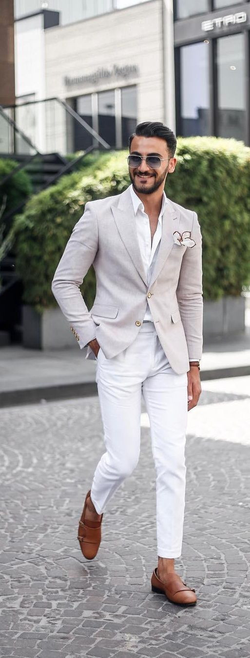 White Suit Jackets And Tuxedo, Blazer Fashion Ideas With White Formal Trouser, Suit Ideas Men: 