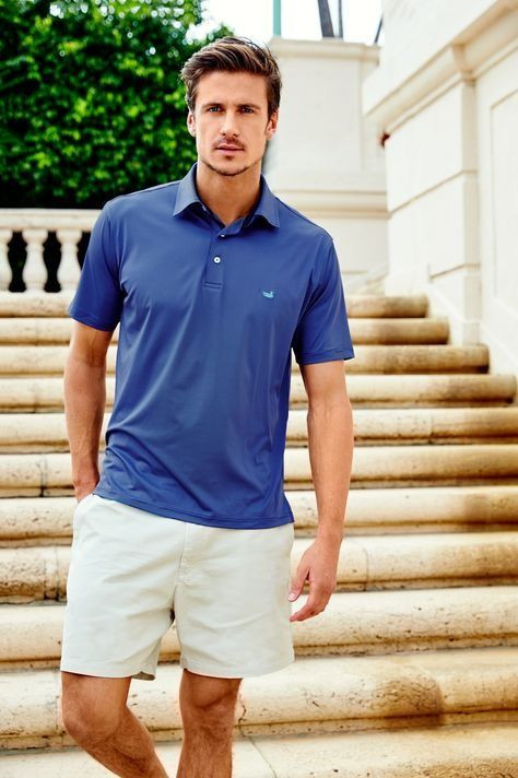White Beach Pant, Shorts Outfits With Dark Blue And Navy Polo-shirt, Polo Outfit Bermuda: 