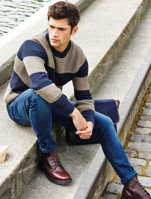 Sweater, Men's Winter Outfits Ideas With Light Blue Casual Trouser, Casual Men Model Poses: 