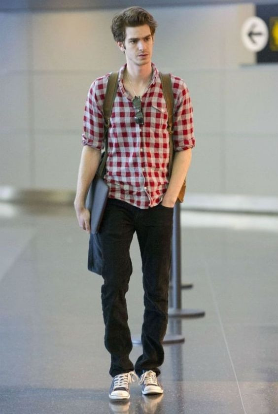 Red Shirt, Camping Outfit Designs With Black Jeans, Coolest Clothing Ideas For Camping Outfits: 
