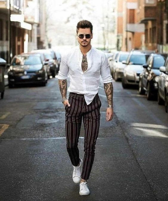 Casual Trouser, Casual Fashion Trends With White Shirt, Chinese Collar ...