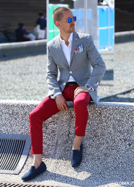 Red Jeans, College Clothing Ideas With Light Blue Suit Jackets And Tuxedo: 
