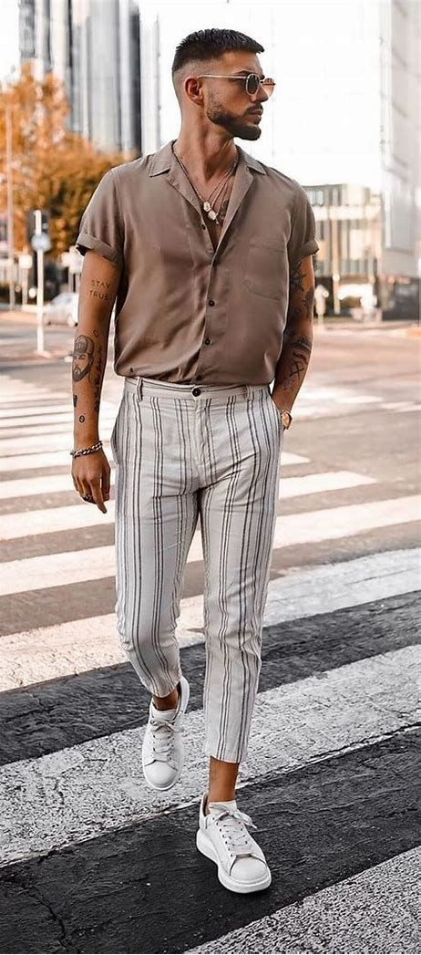 Grey Formal Trouser, Casual Clothing Ideas With Beige Shirt, Summer Outfits 2022 Men: 