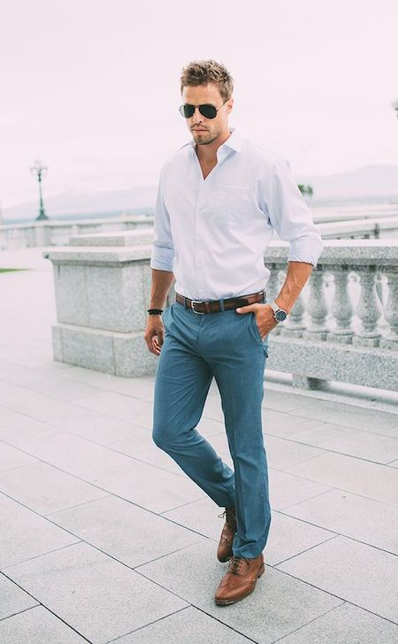 White Shirt, Formal Shirt Fashion Ideas With Light Blue Jeans, Chinos With Dress Shirt: 