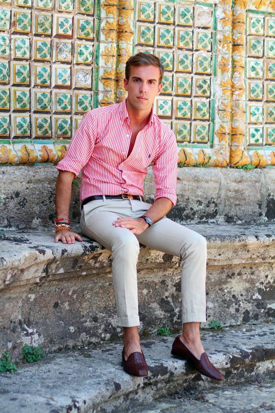 Shirt, Formal Shirt Outfits Ideas With Beige Casual Trouser, Men's Pink Shirt Combination: 